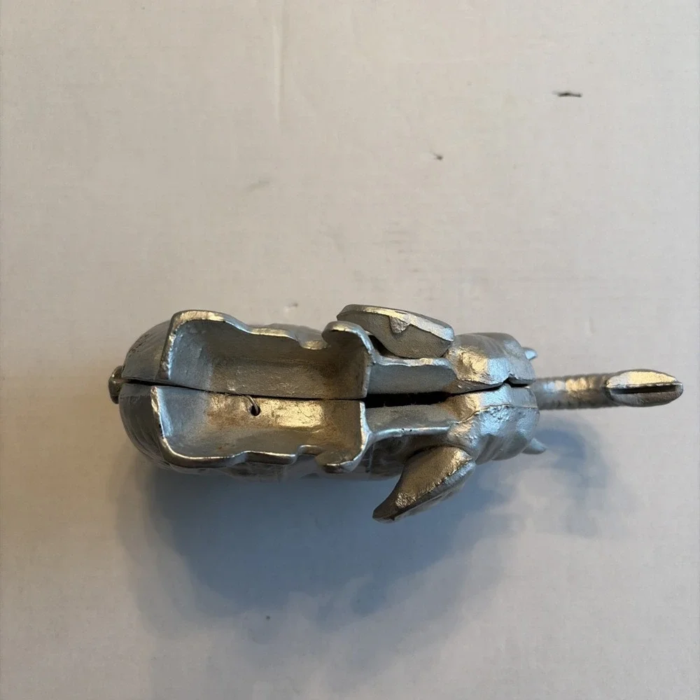 Vintage Silver Cast Iron Elephant Cigarette Dispenser Mechanical Tail Lever Toy